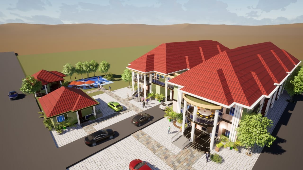 Aerial view of the Achievement Hub outdoor social areas