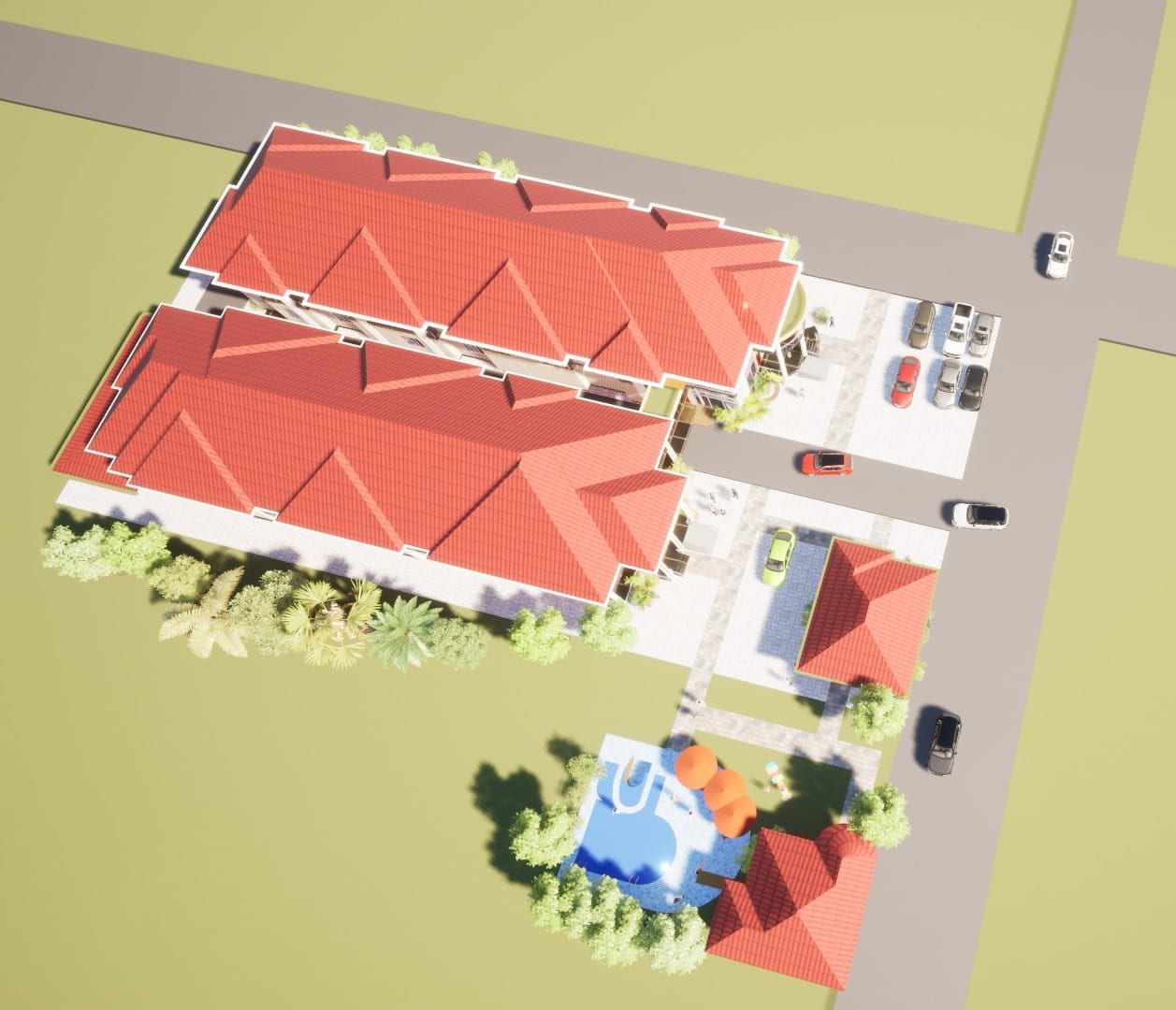 Top-down site plan of the Achievement Hub property