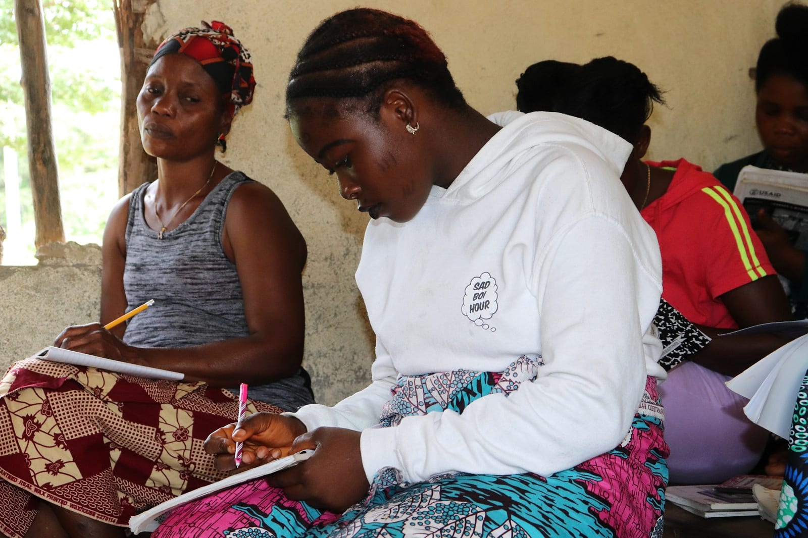 Handmade sandals and bags produced through skills training